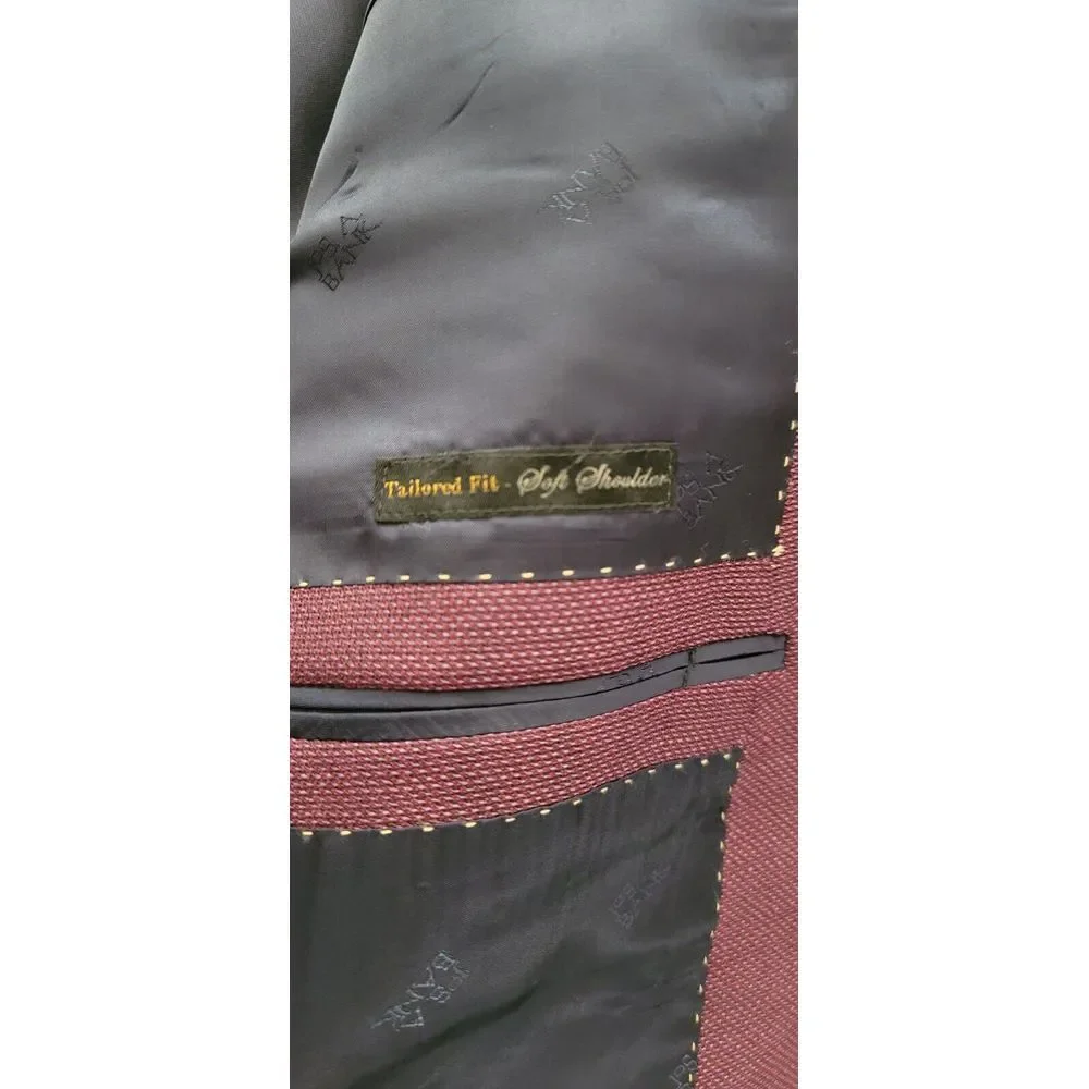 NWT $798 Jos A Bank Reserve Red 2 Button VBC Wool Sport Coat Size 46‎ Long